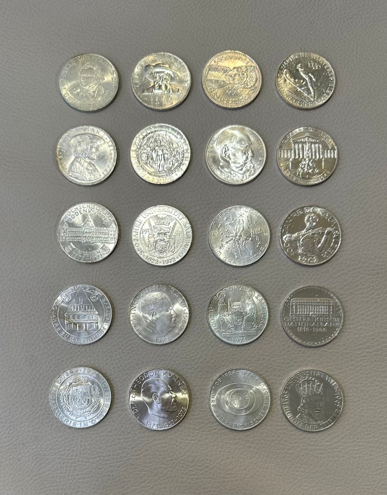 Αυστρία. 50 Shillings 1959 / 1978 - collezione 20 monete commemorative da 50 Schilling FDC #1.0