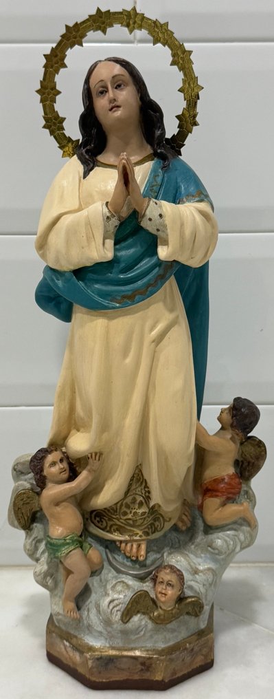 Olot - Γλυπτό, Purísima Concepción - 47 cm - πάστα ξύλου, Ορείχαλκος, Ξύλο, Κρύσταλλο #2.1