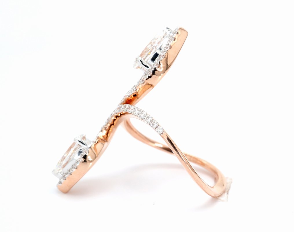 訂婚戒指 - 14 克拉 玫瑰金 -  2.11ct. tw. 鉆石 (實驗室培育) - 设计师订婚戒指 #1.0