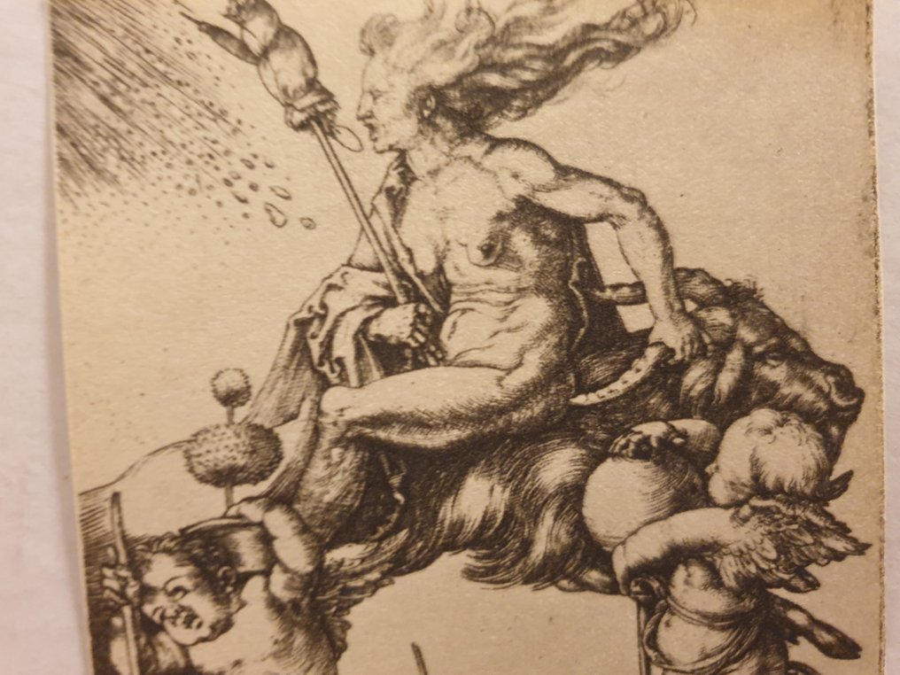 Albrecht Durer (1471-1528), after - A witch riding backwards on a goat #2.1