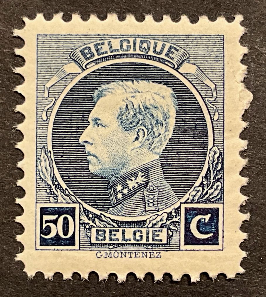 比利時 1922 - 阿尔贝一世国王 - 类型“克莱恩·蒙特内兹” - 额外的镶嵌，11 1/12 x 11 - 后期处理 - OBP/COB 211C #1.0