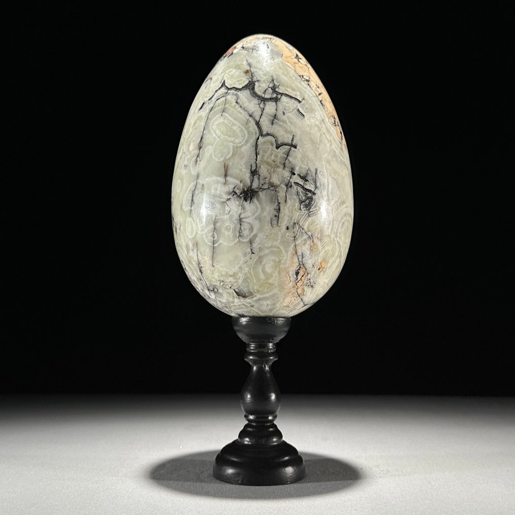 无底价 - 令人惊叹的缟玛瑙与方解石水晶一对 蛋形与簇在定制支架上- 3400 g - (2) #2.1