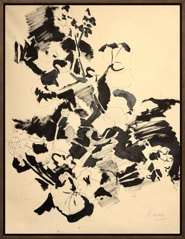 René Mels ( 1909-1977) - Grande composition abstraite à l’encre vers 1955 #2.1