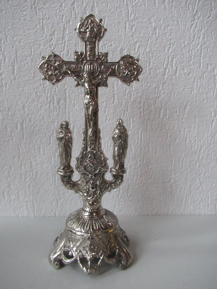  耶穌受難十字架像 - 粗鋅 - 20世纪上半叶 - 44公分  #1.0