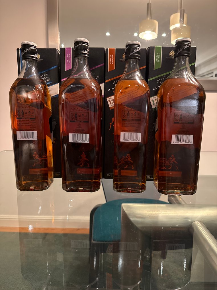 Johnnie Walker 12 years old Black Label Origin Collection  - 70 cl, 1 Litre - 4 flasker #1.0
