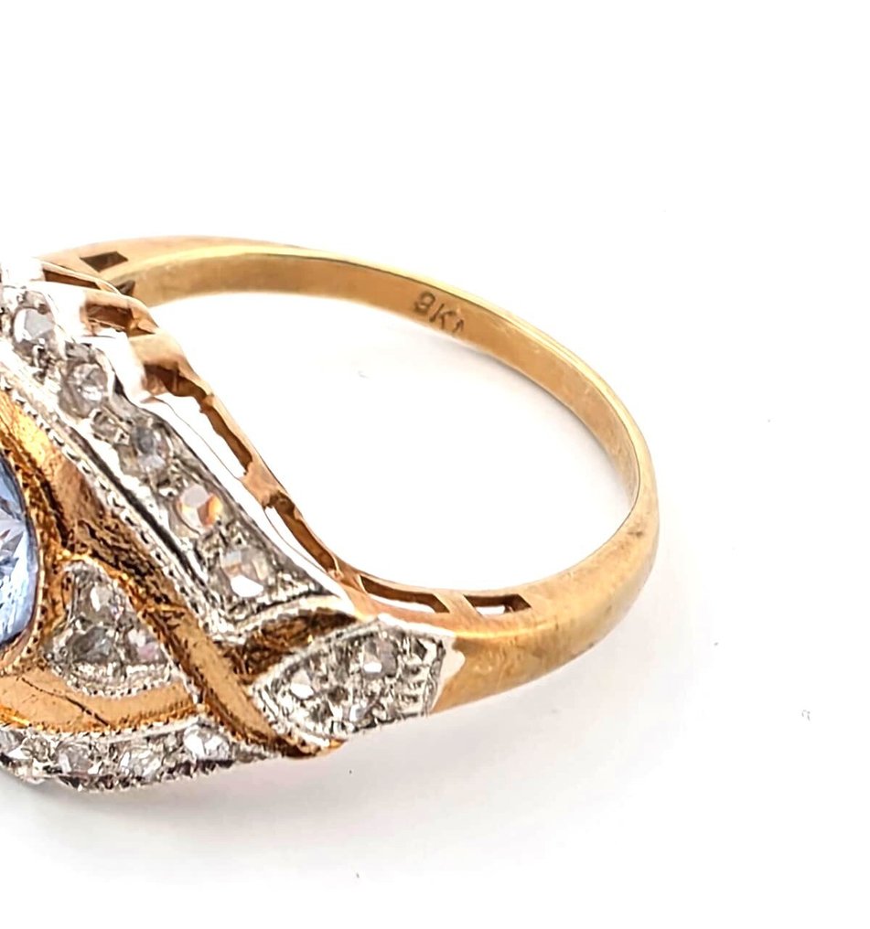 No reserve price - Ring - 9 kt. Rose gold, Silver Topaz - Diamond #3.2