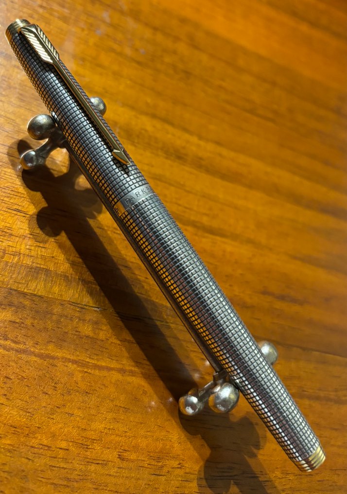 Parker 75 Ciselé 925 Silver with Gold Trims and Solid 14 K M NIB Fountain Pen - χωρίς τιμή ασφαλείας - Στυλογράφος #1.0