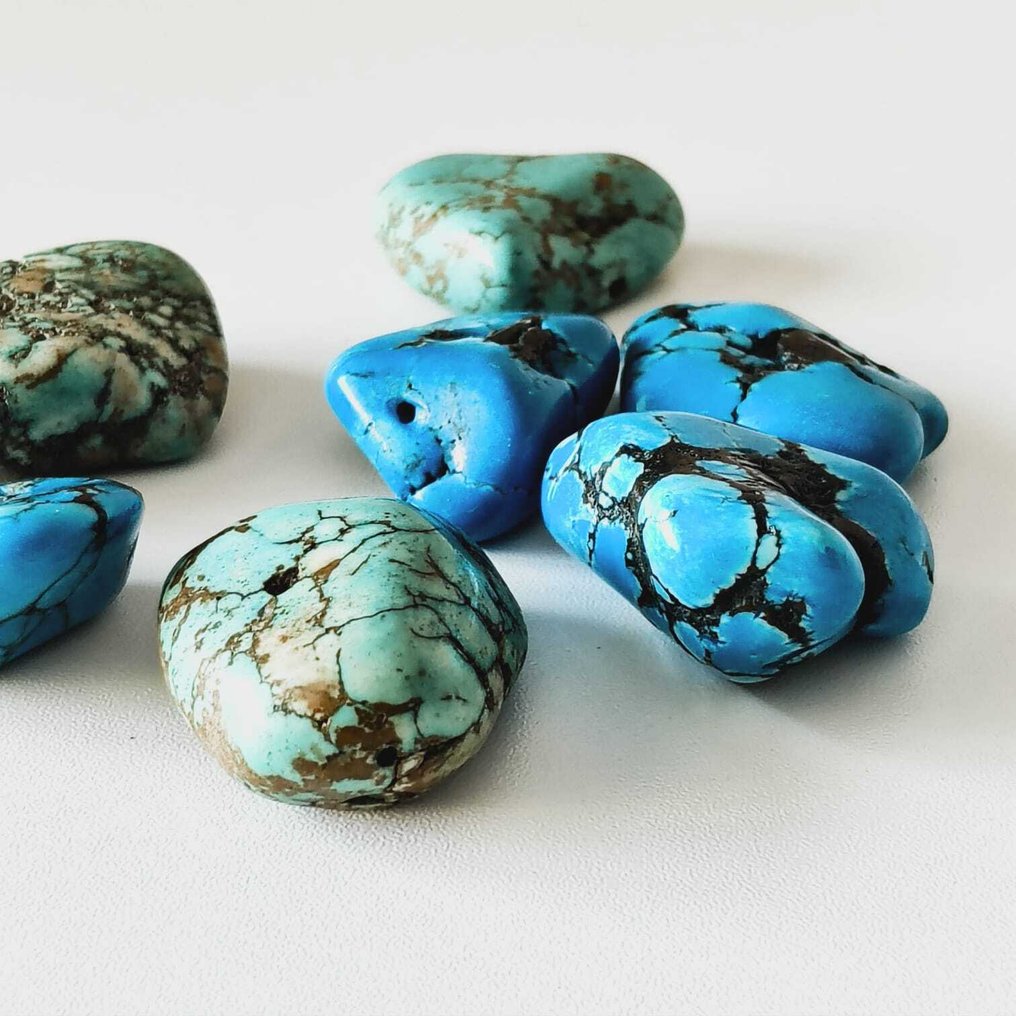 丝绸之路，中亚的 原石绿松石 项链珠子护符 - 28 mm  (没有保留价) #3.2