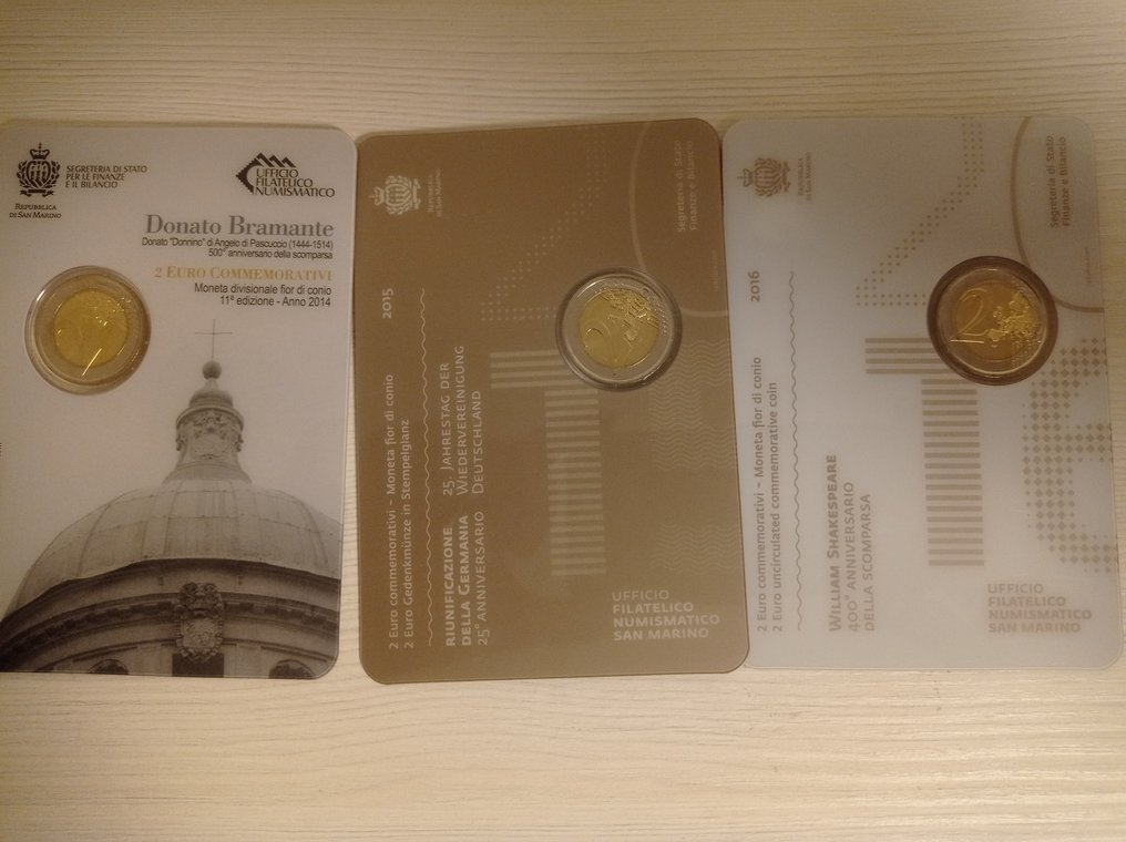 Saint-Marin. 2 Euro 2014/2016 (3 monedas)  (Sans prix de réserve) #3.2