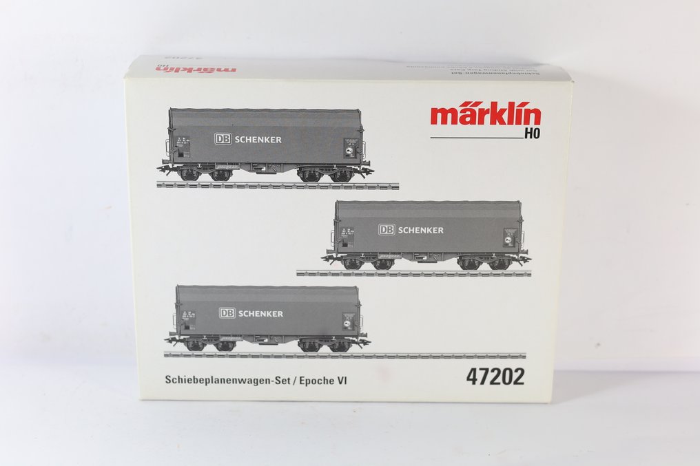 Märklin H0 - 47202 - Σετ τρένου μοντελισμού μεταφοράς εμπορευμάτων (1) - 2-θέσιο σετ συρόμενων φορτηγών τύπου Shimmns. - DB #1.0