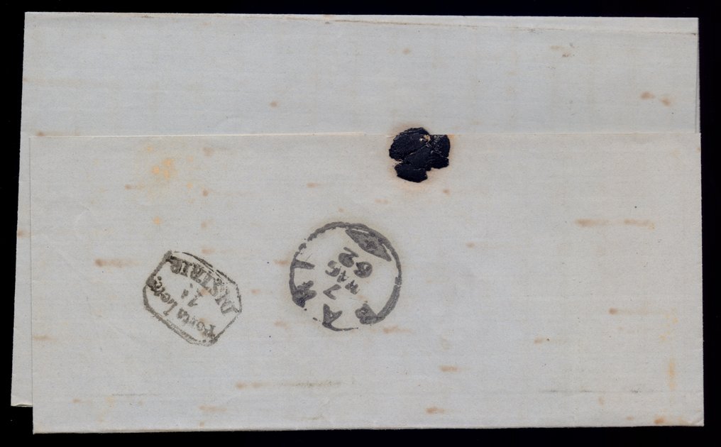 Αρχαία ιταλικά κράτη - Νάπολη 1861 - Περιφέρεια Napoletane, 2 γραμμάρια ανοιχτό γαλάζιο, 4 κόβες. Υπογεγραμμένο Merone και Biondi. - Sassone 20 #3.2