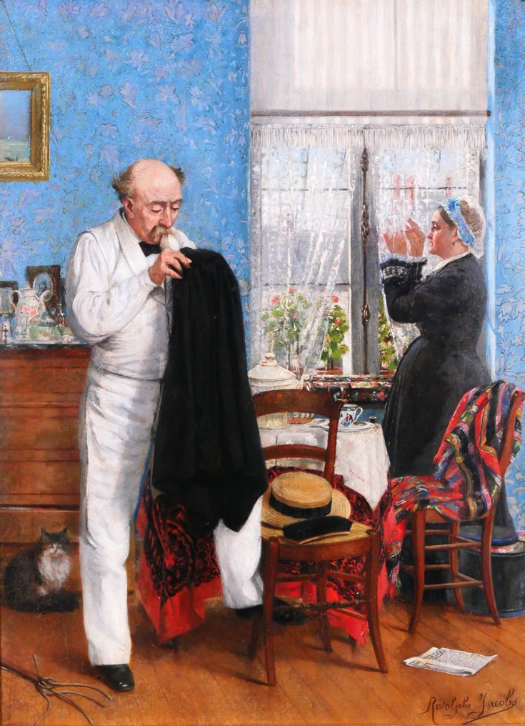 Rodolphe Jacobs (XIX) - Couple in a blue interior #2.1