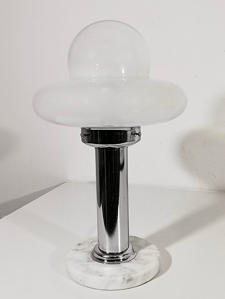 Bordlampe - Space Age Design 1960s - Blæst Murano-glas, forkromet stål, Carrara-marmor #2.1