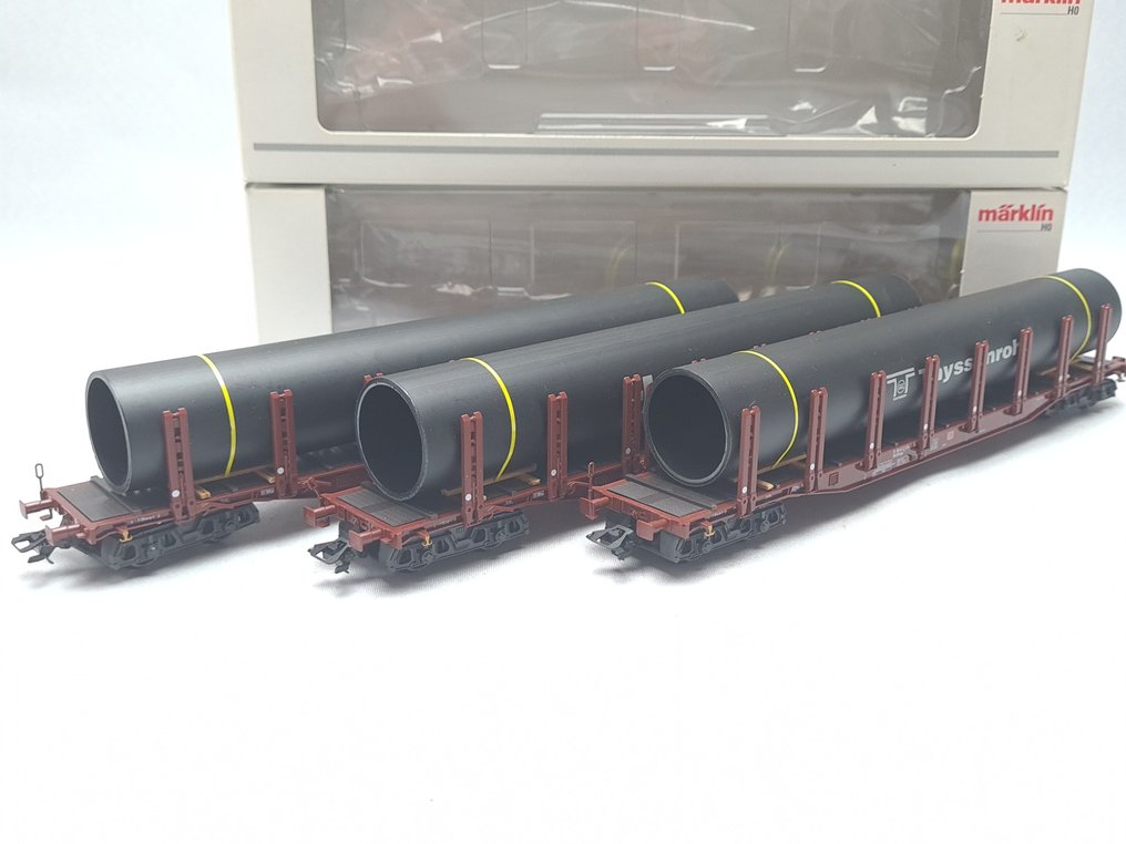 Märklin H0 - 47142 - Modeltog godsvogn (3) - 3-delt røngenwagensæt, med rør - DB #2.1