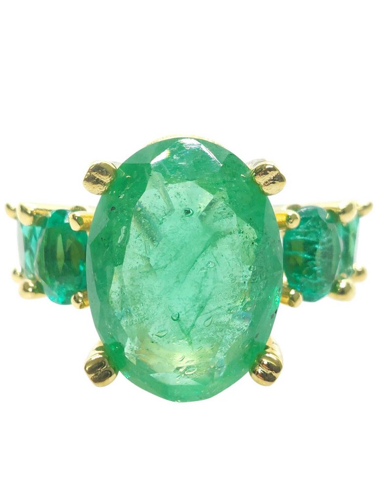 沒有保留價 - 戒指 - 9 節 銀, 黃金 祖母綠 - 祖母綠 #1.0