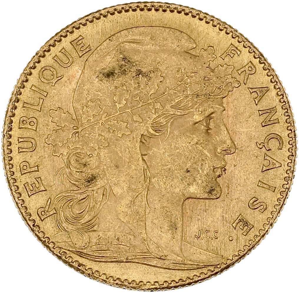 3,22 grams - Χρυσός .900 - 10 Francs 1914 Marianne Coq #2.1