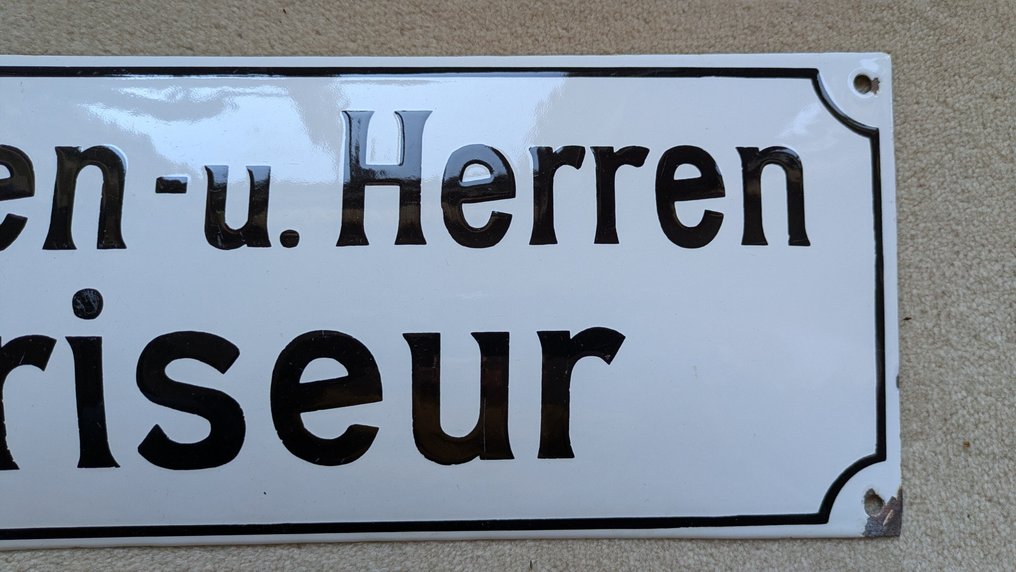 女士和男士理发 - 琺瑯標誌牌 - 瑪瑙 #3.2