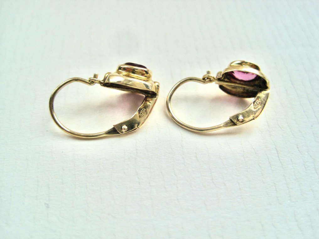 χωρίς τιμή ασφαλείας - Σκουλαρίκια - 18 καράτια Κίτρινο χρυσό Τουρμαλίνης - ροζ τορμαλίνης #2.1