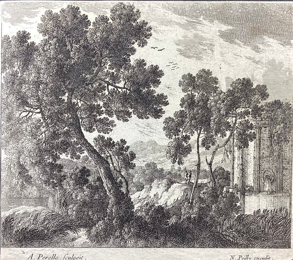 Adam Perelle (1640-1695) - 3 paesaggi con viandanti #1.0