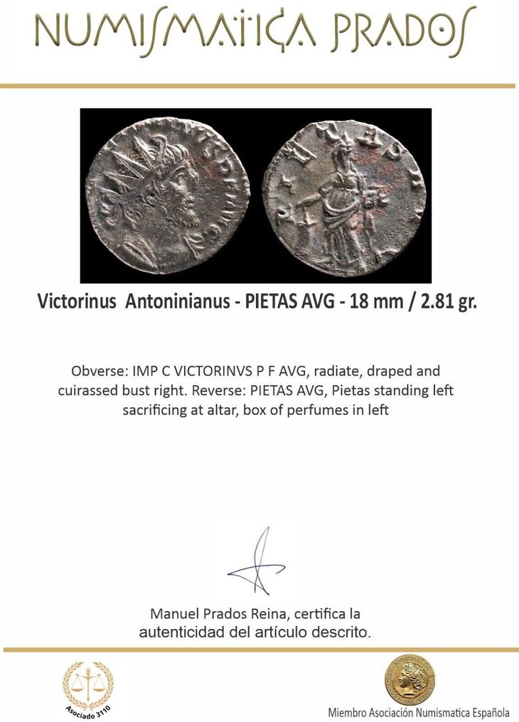 Ρωμαϊκή Αυτοκρατορία. Victorinus (AD 269-271). Antoninianus PIETAS AVG  (χωρίς τιμή ασφαλείας) #1.0