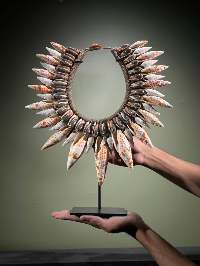装饰饰品 - NO RESERVE PRICE - SN11 - Decorative Shell Necklace on a custom stand - 巴布亚新几内亚 #1.0