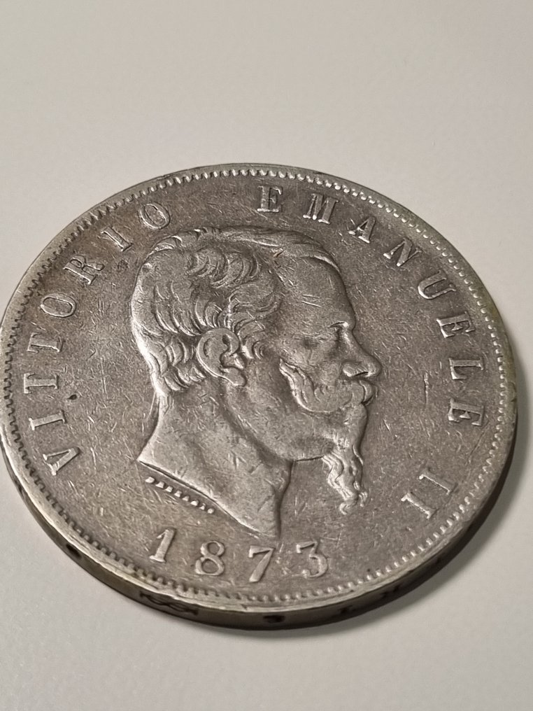 Ιταλία, Βασίλειο Vittorio Emanuele II. 5 Lire 1872 / 1873 (2 monedas)  (χωρίς τιμή ασφαλείας) #4.3