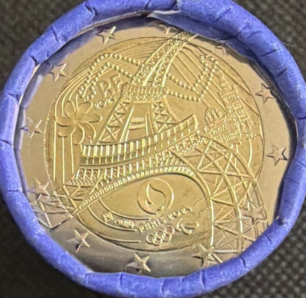 Γαλλία. 2 Euro 2024 "La Tour Eiffel Danse" (25 monedas) en rollo (χωρίς τιμή ασφαλείας) #1.0