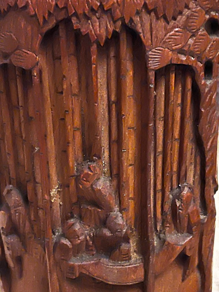 中国竹雕大号笔筒（Bitong）一对 - 木 - 中國 - 20世紀 #2.1