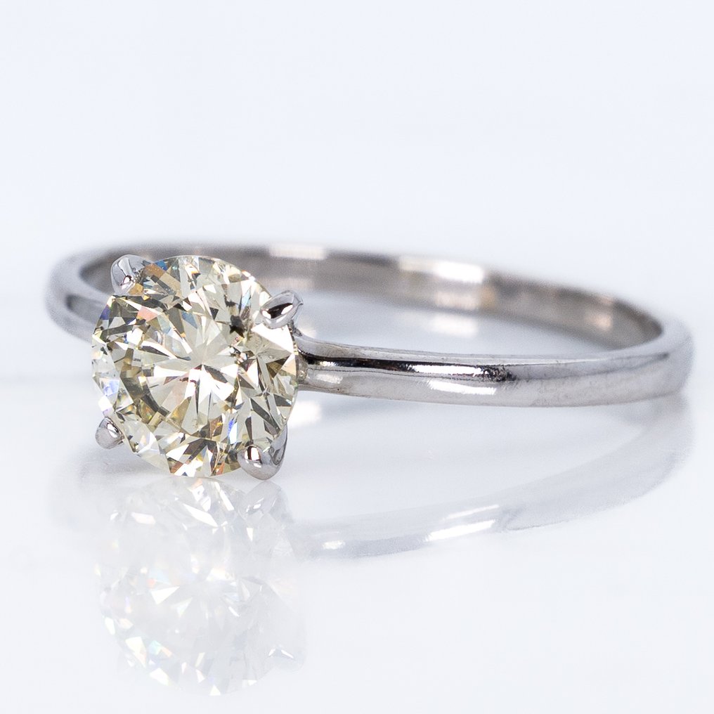 沒有保留價 - 戒指 - 14 克拉 白金 -  1.03ct. tw. 鉆石 (天然彩色) - IGI #4.3