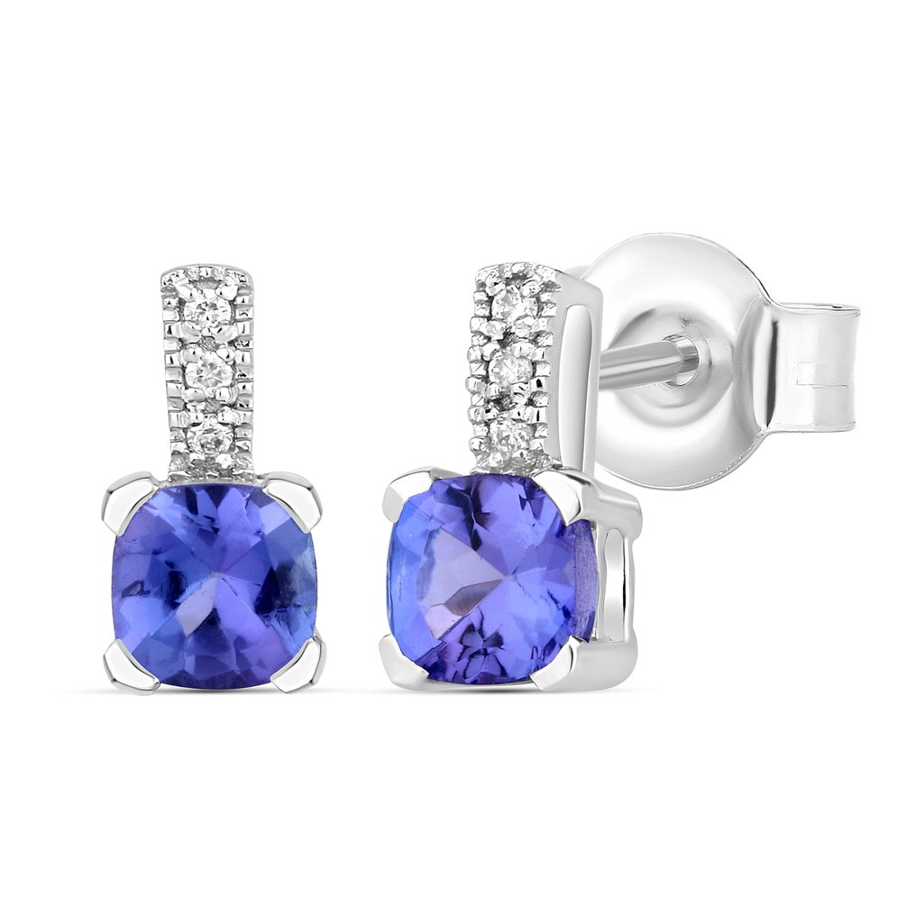 Drop fülbevaló - 14 kt. Fehér arany - 0.91ct. tw. Tanzanit - Gyémánt #4.3