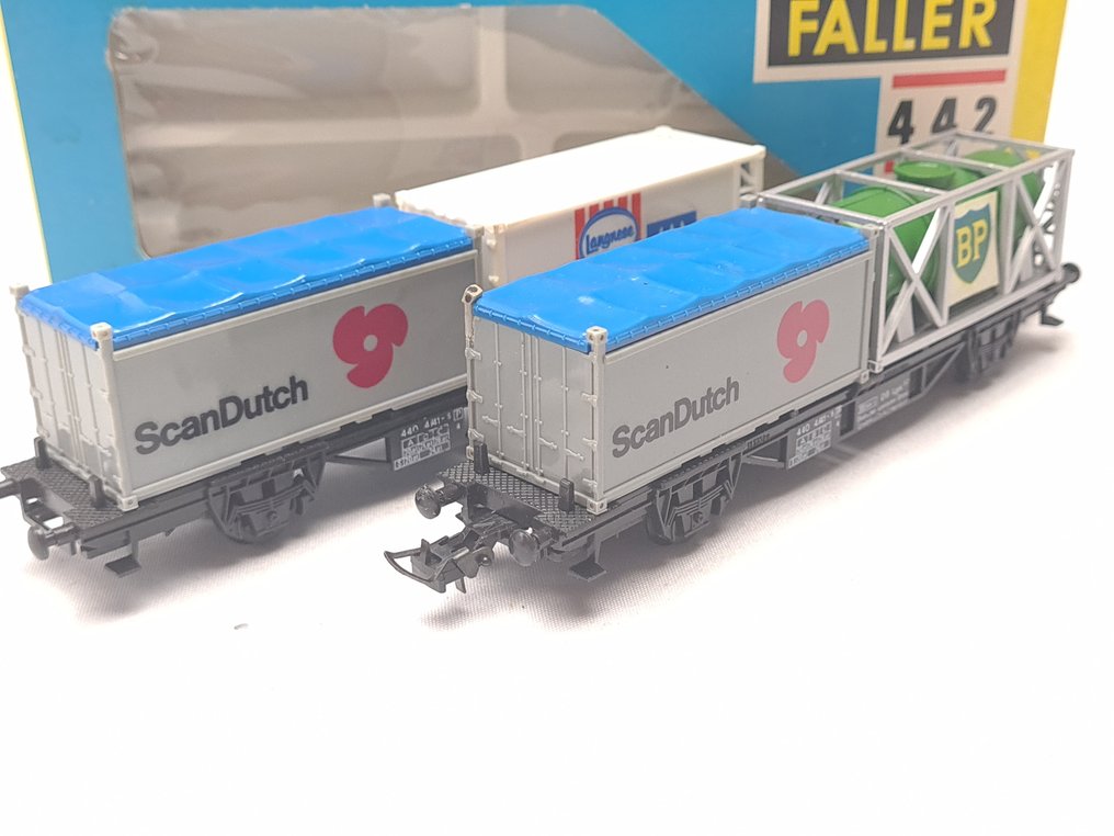Faller H0 - 442 - 模型貨運火車 (2) - 两个集装箱车 - DB #1.0