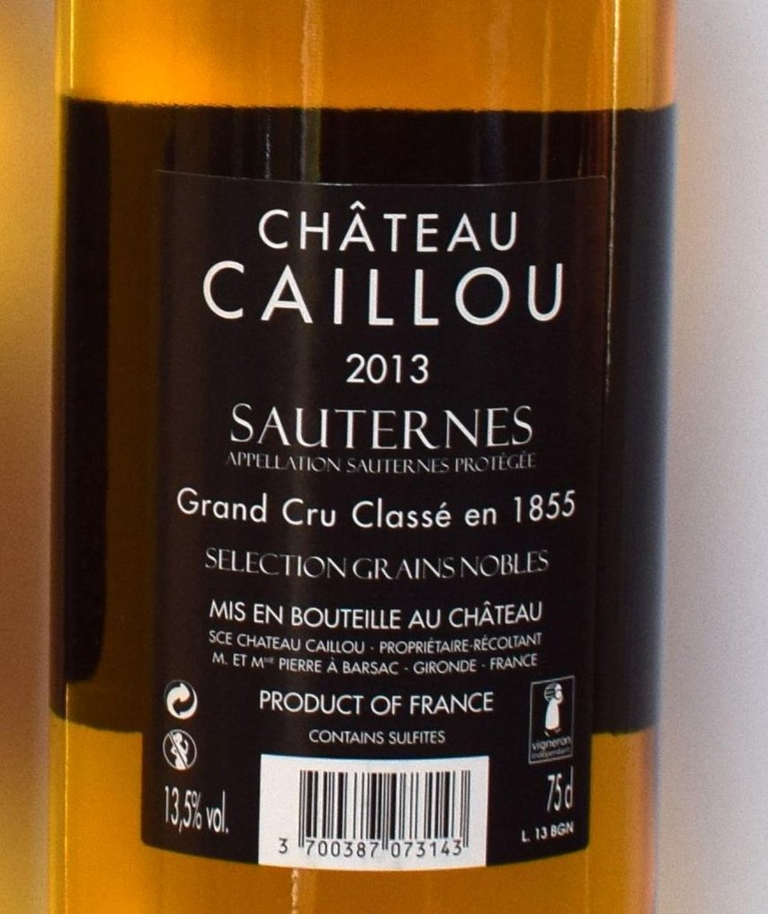 2013 Château Caillou, Selection of Noble Grains - Sauternes, Barsac 2ème Grand Cru Classé - 2 Pullot (0.7 L) #2.1
