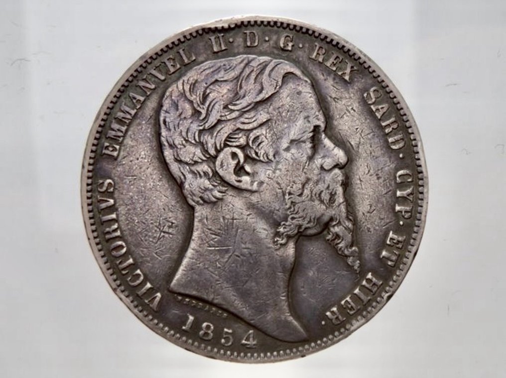 義大利薩伏依 Vittorio Emanuele II. 5 Lire 1854 Torino  (沒有保留價) #1.0