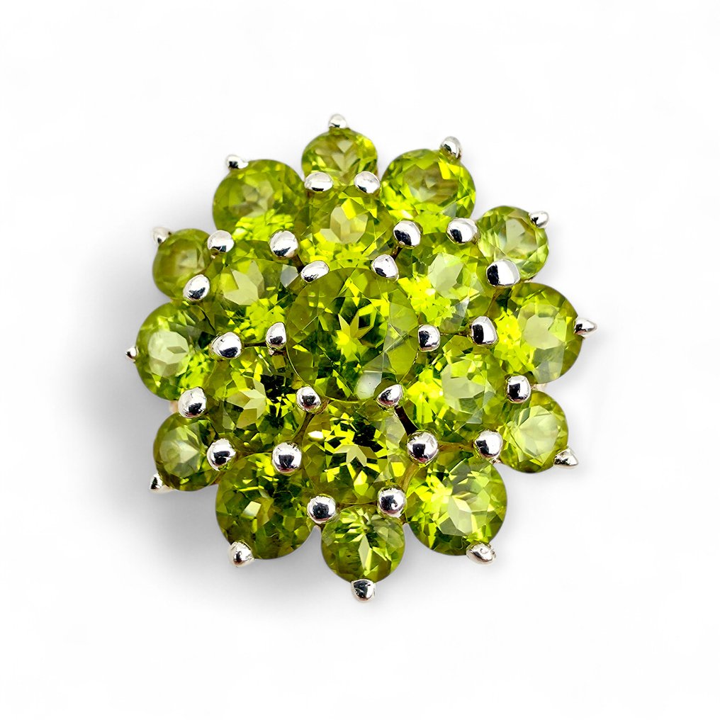 No reserve price - Ring Silver - Peridot (Certified) #3.2