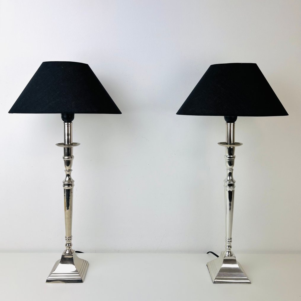 Lampe de table - Ensemble de 2 lampes de table modernes en chrome. - Aluminium #3.2