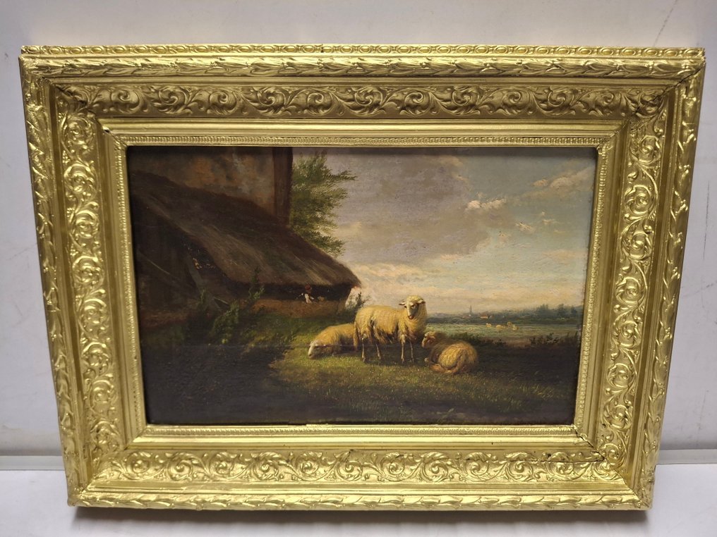 Jef Louis Van Leemputten (1865-1948) - Schapen aan de stal #1.0