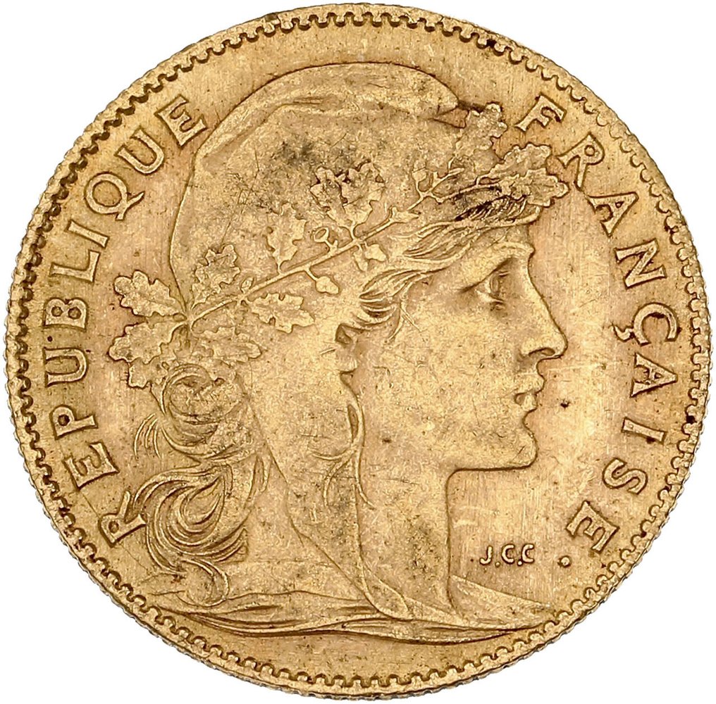 3,22 grams - Χρυσός .900 - 10 Francs 1912 Marianne Coq #1.0