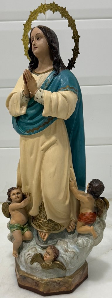 Olot - Γλυπτό, Purísima Concepción - 47 cm - πάστα ξύλου, Ορείχαλκος, Ξύλο, Κρύσταλλο #4.3