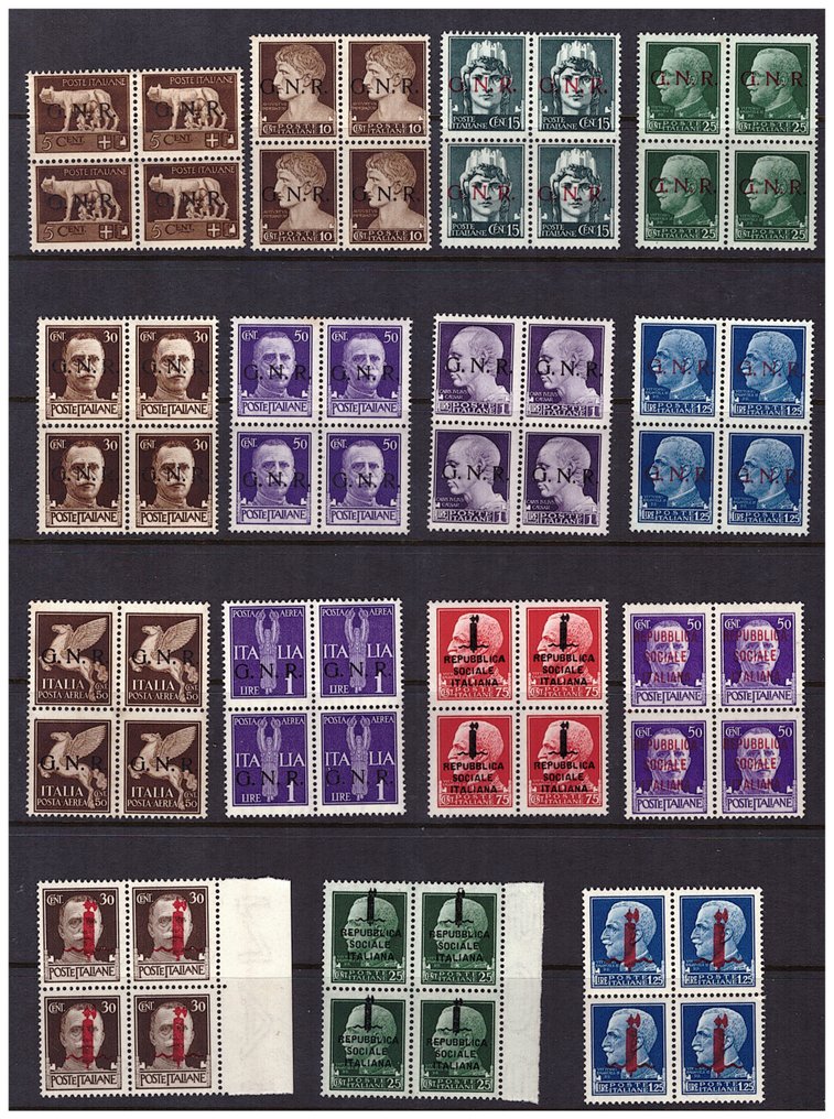 義大利 1944/1945 - 意大利社会共和国、G.N.R.、被拆除的法西斯标志和纪念碑、新一批的钱币 #1.0