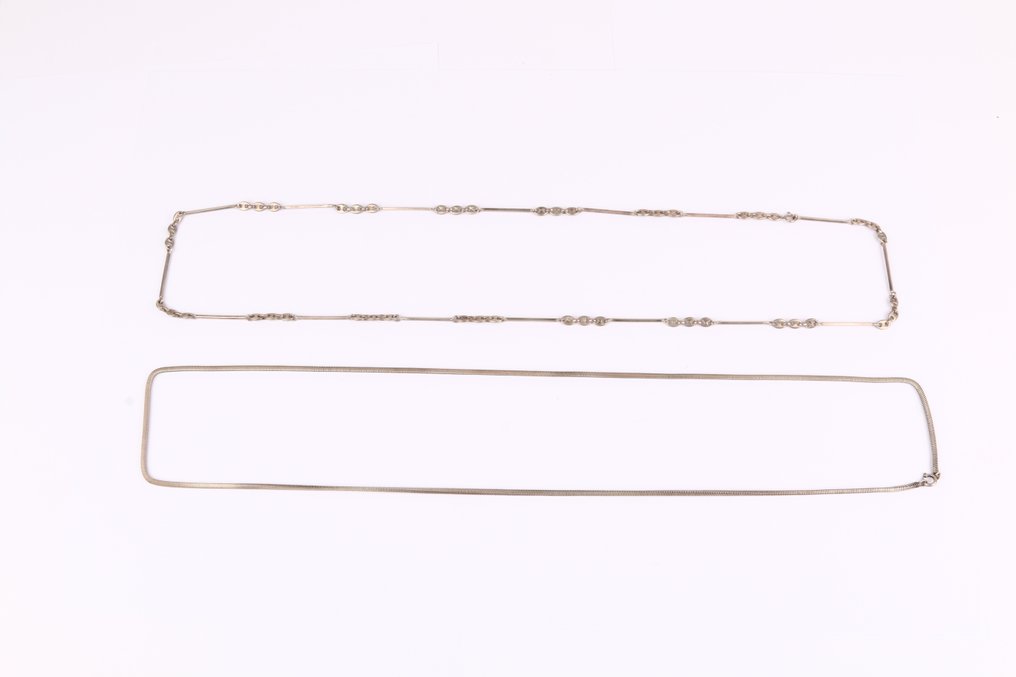 No reserve price - Necklace Silver - snake link, coffeebean #2.1