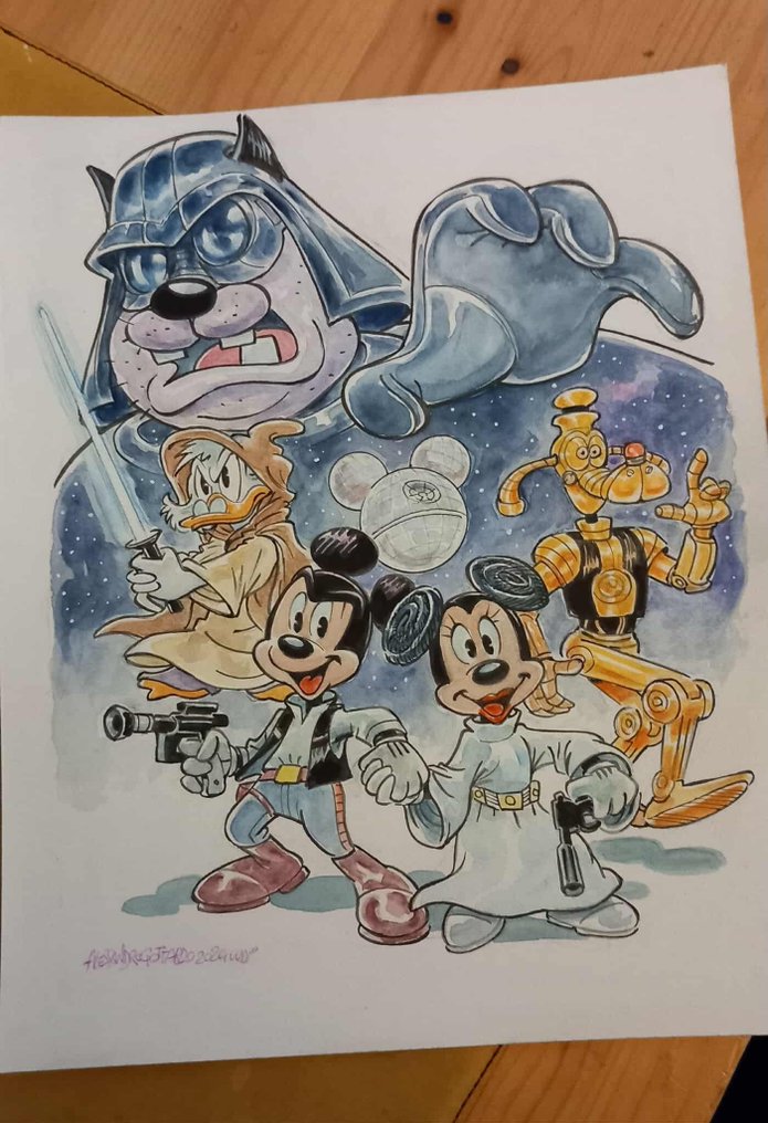 Alessandro Gottardo - 1 Watercolour - Mickey Mouse, Goofy, Uncle Scrooge - "Star Mice-Spazio Profondo" - 2024 #1.0