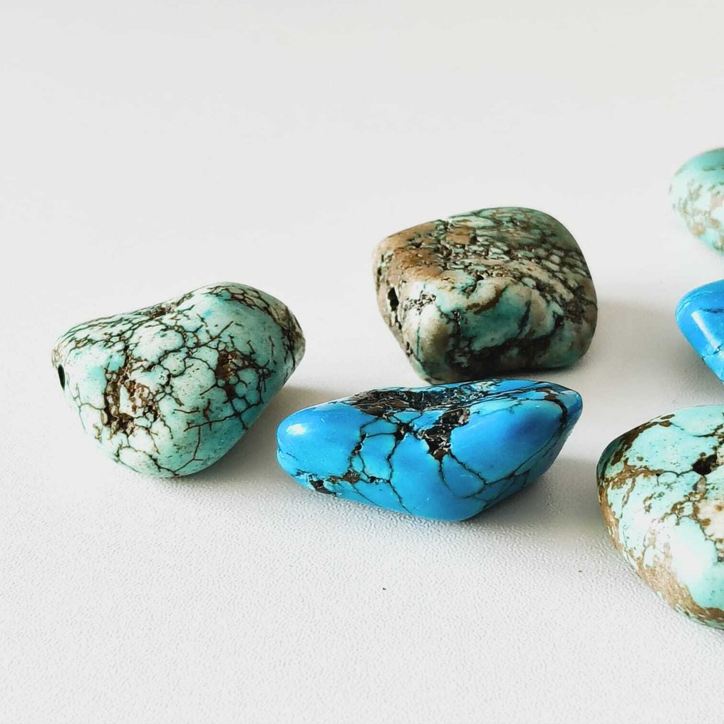 丝绸之路，中亚的 原石绿松石 项链珠子护符 - 28 mm  (没有保留价) #4.3