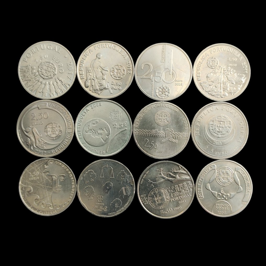 Πορτογαλία. 2½ Euros 2008/2017, 12 x Circulating Commemorative Coins  (χωρίς τιμή ασφαλείας) #1.0