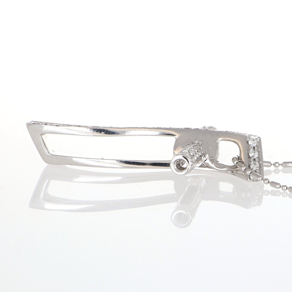 Zonder Minimumprijs - Ketting met hanger - 18 karaat Witgoud Diamant (Natuurlijk) #2.1