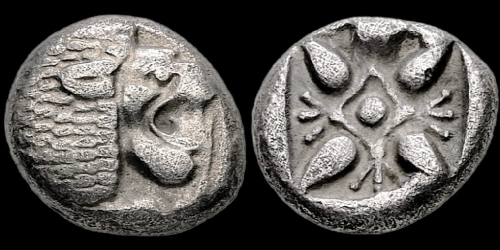 Ionia, Miletos Diobol late 6th-early 5th century BC - Lion's head / Stellate pattern  (No reserve price) #1.0