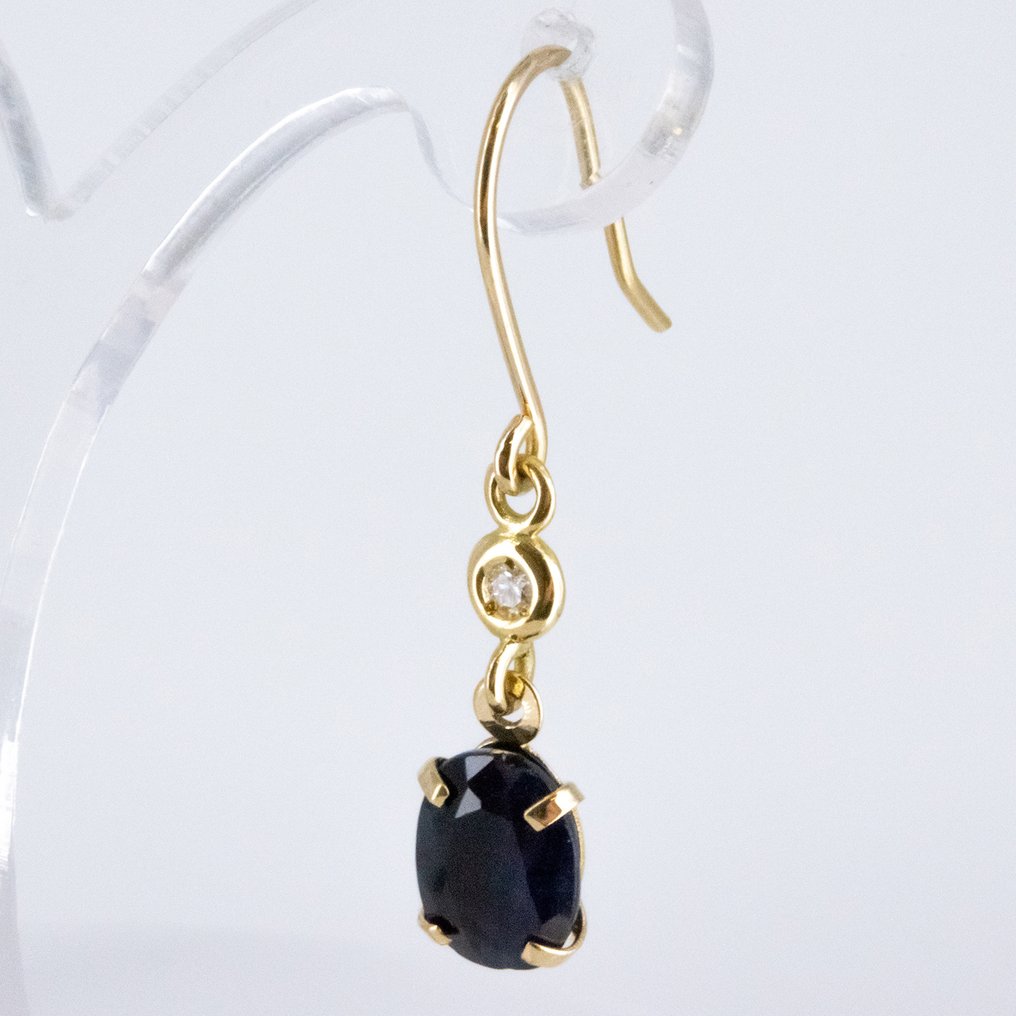 Σκουλαρίκια - 18 καράτια Κίτρινο χρυσό Ζαφείρι - Διαμάντι #4.3