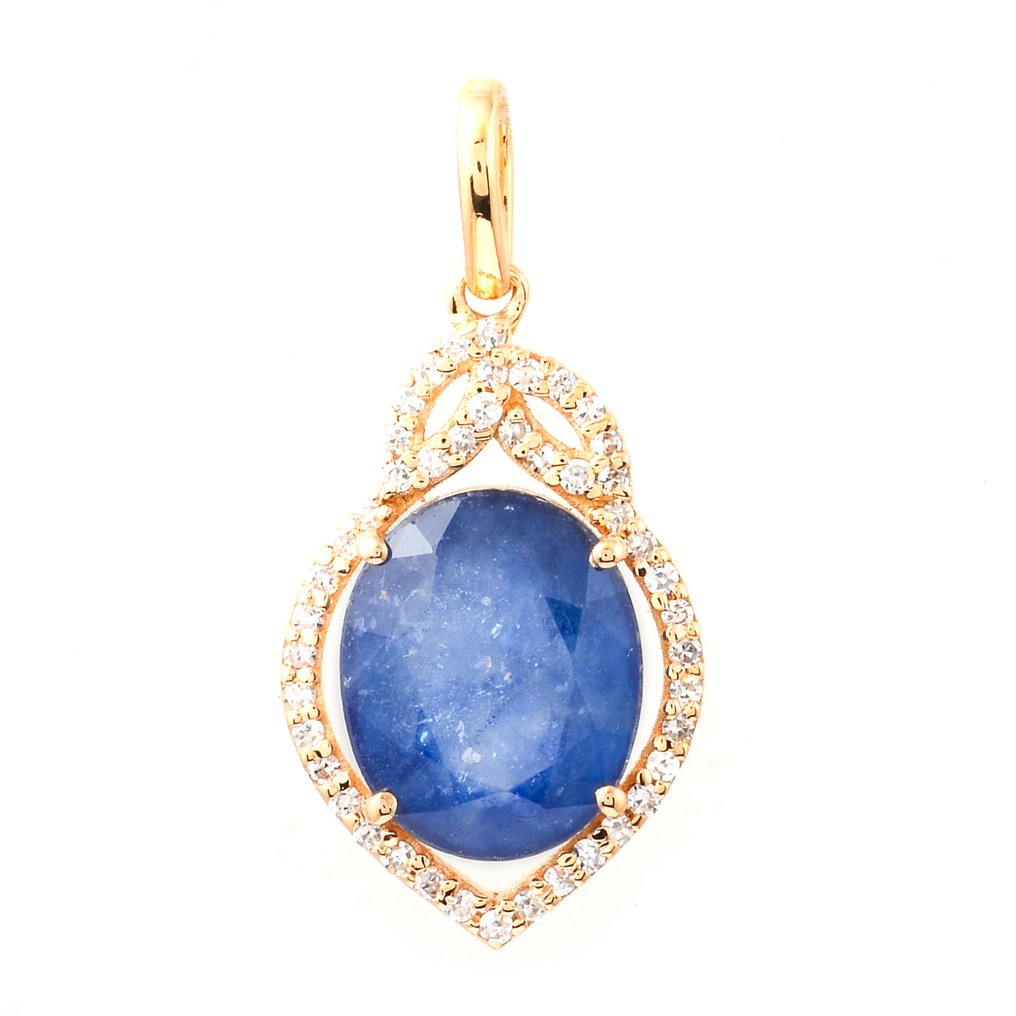 Ei pohjahintaa - Riipus - 14 kt. Keltakulta - 3.51ct. tw. Safiiri - Timantti #1.0