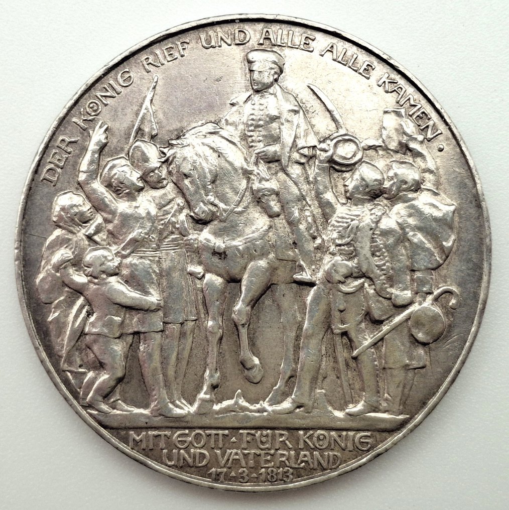 Duitsland, keizerrijk Wilhelm II. 3 Mark 1913 / Declaration of war against Napoleon (Zonder minimumprijs) #1.0