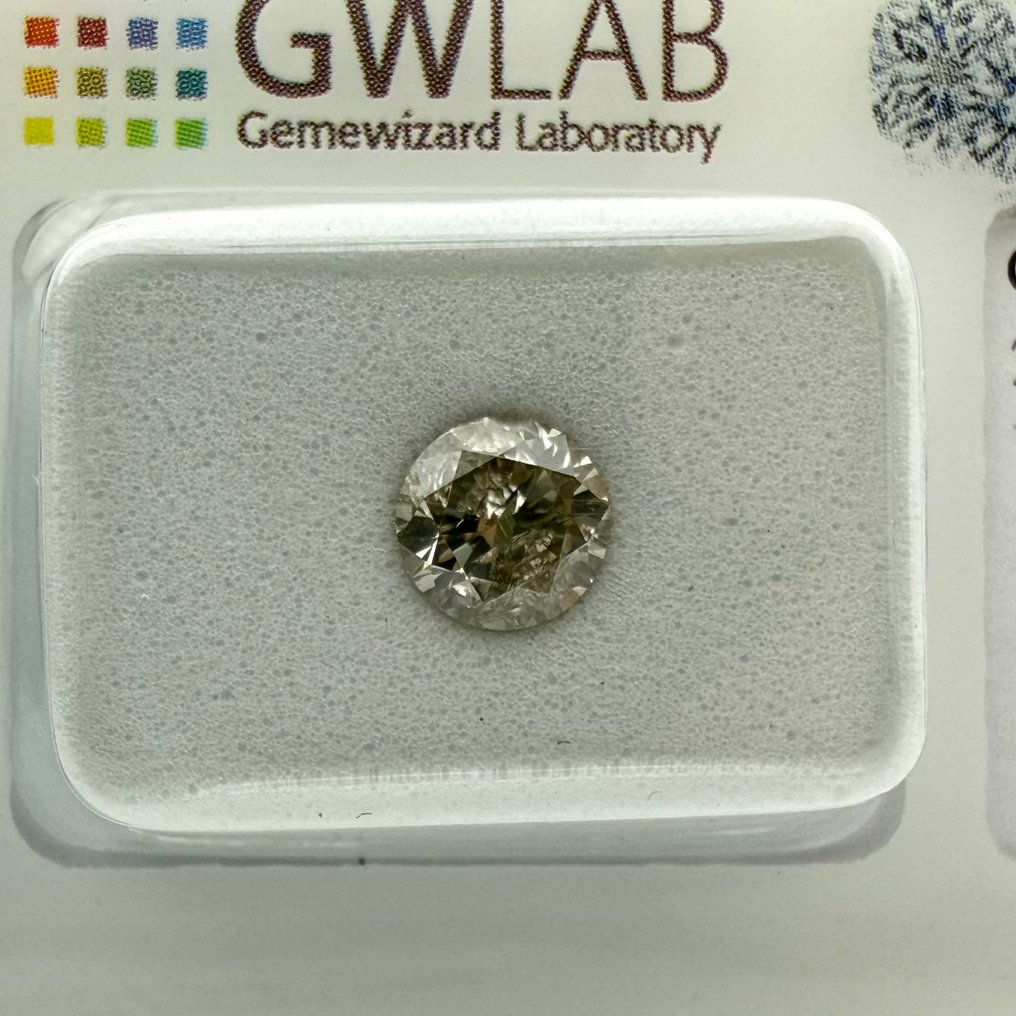 没有保留价 - 1 pcs 钻石 (天然色彩的) - 0.80 ct - 圆形 - Fancy 灰色 - I1 内含一级 - Gemewizard宝石实验室(GWLab) #1.0