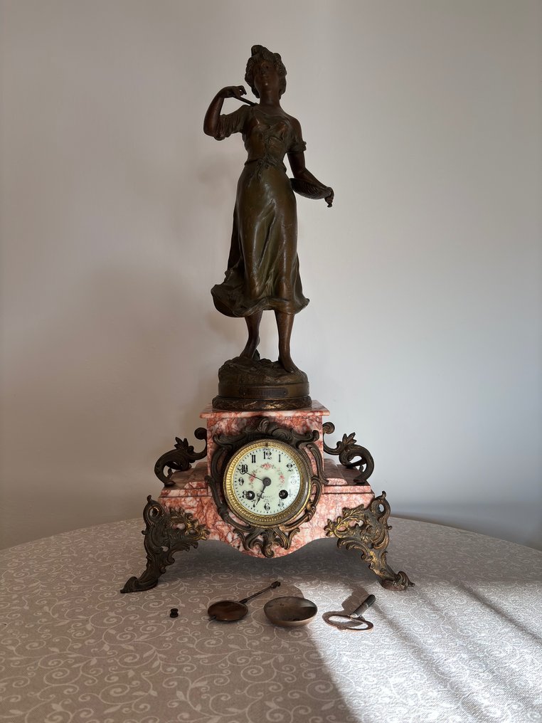 Table clock - E. Moisant e Victor Rousseau - Marble - 1910-1920 #3.2